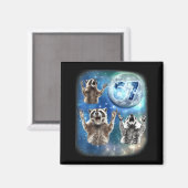 67 Meme Drie Wasbeer Huilend naar de Maan 67 Magneet (Voorkant / Achterkant)