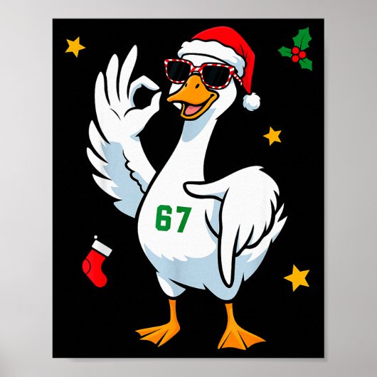 67 Meme Dwaze Gans 6 7 Grappige Zes Zeven Kerstmis Poster (Voorkant)