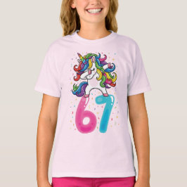 67 Meme Eenhoorn voor Meisjes Zes Zeven Gen Alpha T-shirt