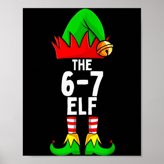 67 Meme Elf Christmas Matching Family 6-7 Brainrot Poster (Voorkant)