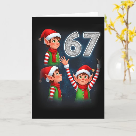 67 Meme Elf Howling At The Moon Parody Funny Chris Kaart (Gele Bloem)