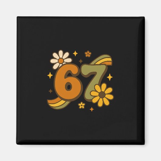 67 Meme Fall Autmn Groovy Retro 70s Six Seven Boho Magneet (Voorkant)