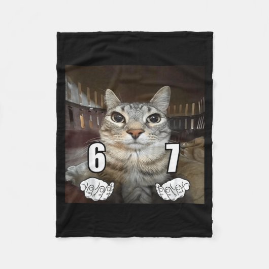 67 Meme Funny Cat Six Seven Meme 6 7  Fleece Deken (Voorkant)