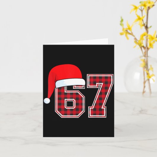 67 Meme Funny Christmas Red Plaid Xmas Pajamas Sla Kaart (Gele Bloem)