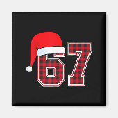 67 Meme Funny Christmas Red Plaid Xmas Pajamas Sla Magneet (Voorkant)