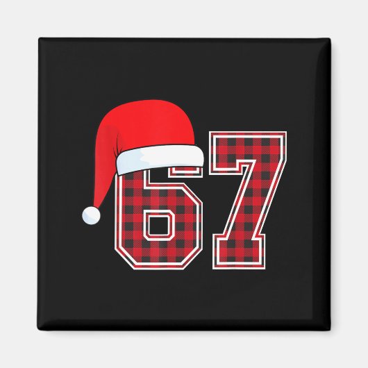 67 Meme Funny Christmas Red Plaid Xmas Pajamas Sla Magneet (Voorkant)