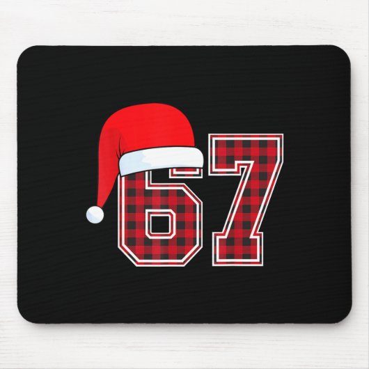 67 Meme Funny Christmas Red Plaid Xmas Pajamas Sla Muismat (Voorkant)