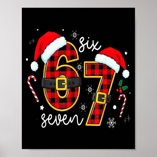 67 Meme Funny Christmas Red Plaid Xmas Pajamas Sla Poster (Voorkant)
