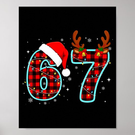 67 Meme Funny Christmas Red Plaid Xmas Pajamas Sla Poster (Voorkant)