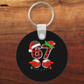 67 Meme Funny Christmas Red Plaid Xmas Pajamas Sla Sleutelhanger (Voorkant)