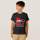 67 Meme Funny Christmas Red Plaid Xmas Pajamas Sla T-shirt (Voorkant volledig)