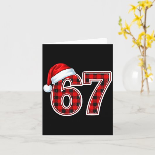 67 Meme Funny Christmas Red Plaid Xmas Pajamas Tee Kaart (Gele Bloem)