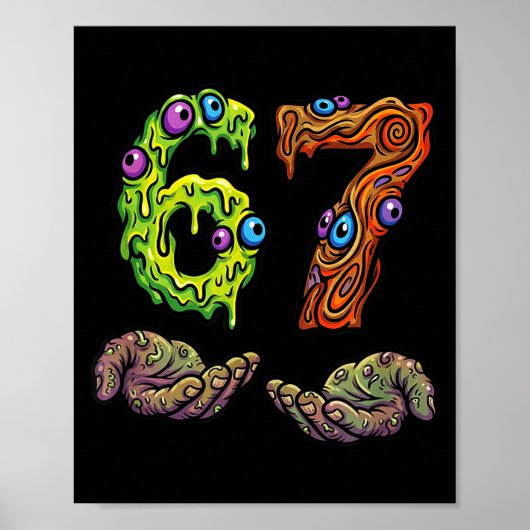 67 Meme Funny Gen Alpha Six Seven Hands Gesture Br Poster (Voorkant)