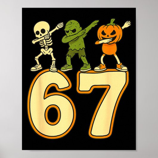 67 Meme Funny Halloween Numbers Six Seven Men Wome Poster (Voorkant)