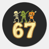 67 Meme Funny Halloween Numbers Six Seven Men Wome Ronde Sticker (Voorkant)