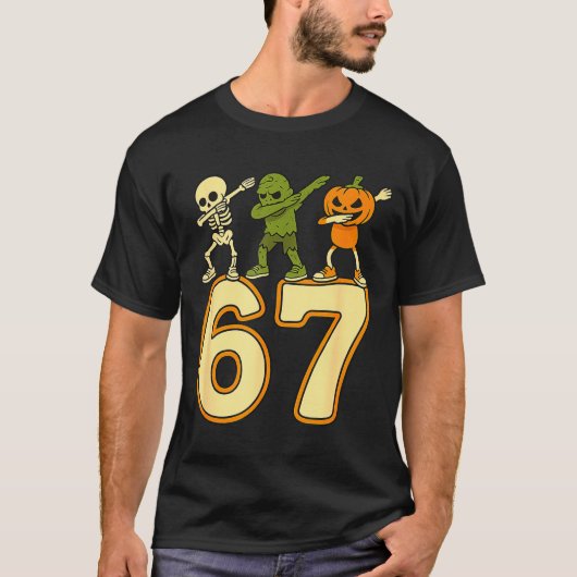 67 Meme Funny Halloween Numbers Six Seven Men Wome T-shirt (Voorkant)
