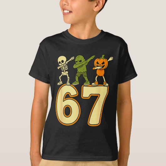 67 Meme Funny Halloween Numbers Six Seven Men Wome T-shirt (Voorkant)