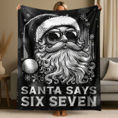 67 Meme Funny Santa Says Six Seven Christmas Fleece Deken