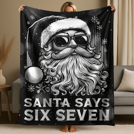 67 Meme Funny Santa Says Six Seven Christmas Fleece Deken