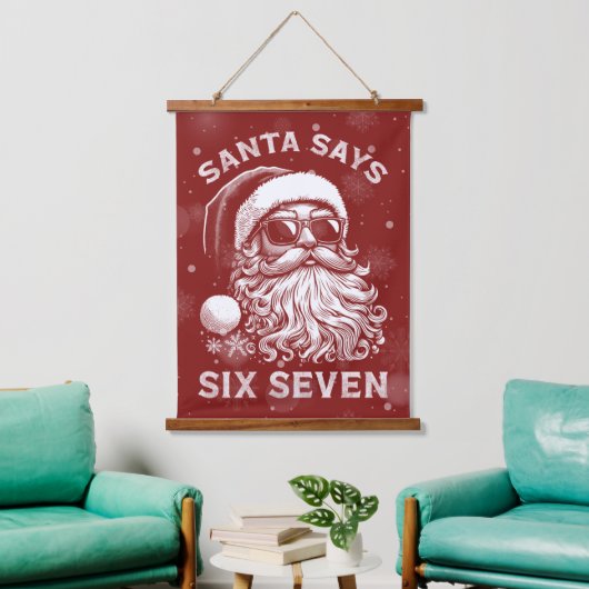 67 Meme Funny Santa Says Six Seven Christmas Hangend Wandkleed (Woonkamer)