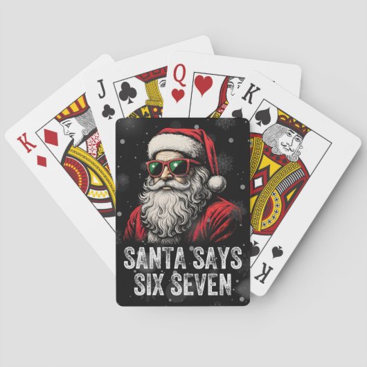 67 Meme Funny Santa Says Six Seven Christmas Pokerkaarten (Achterkant)
