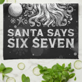 67 Meme Funny Santa Says Six Seven Christmas Theedoek (Gevouwen)