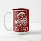 67 Meme Funny Santa Says Six Seven Christmas Tweekleurige Koffiemok (Links)