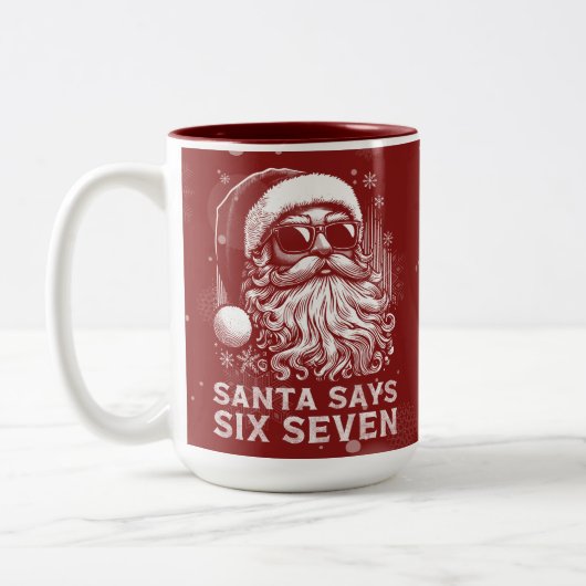 67 Meme Funny Santa Says Six Seven Christmas Tweekleurige Koffiemok (Links)