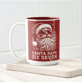 67 Meme Funny Santa Says Six Seven Christmas Tweekleurige Koffiemok