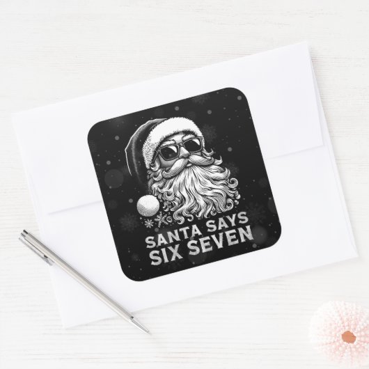 67 Meme Funny Santa Says Six Seven Christmas Vierkante Sticker (Envelop)