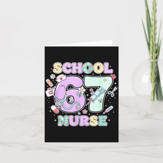 67 Meme Funny School Nurse Six Seven Meme Boys Gir Kaart (Voorkant)