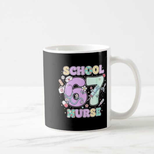 67 Meme Funny School Nurse Six Seven Meme Boys Gir Koffiemok (Rechts)