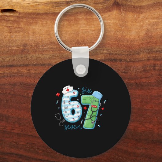 67 Meme Funny School Nurse Six Seven Meme Nursing  Sleutelhanger (Voorkant)