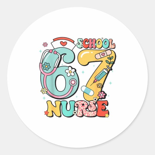 67 Meme Funny School Nurse Six Seven Meme  Ronde Sticker (Voorkant)