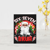 67 Meme Funny Six Seven Bruh Christmas Santa 6 7 M Kaart (Gele Bloem)