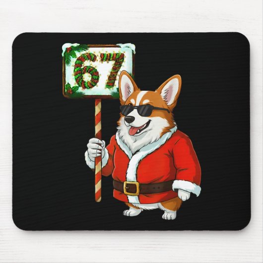 67 Meme Funny Six Seven Christmas Corgi Dog Lover  Muismat (Voorkant)