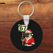 67 Meme Funny Six Seven Christmas Pug Dog Lover  Sleutelhanger (Voorkant)