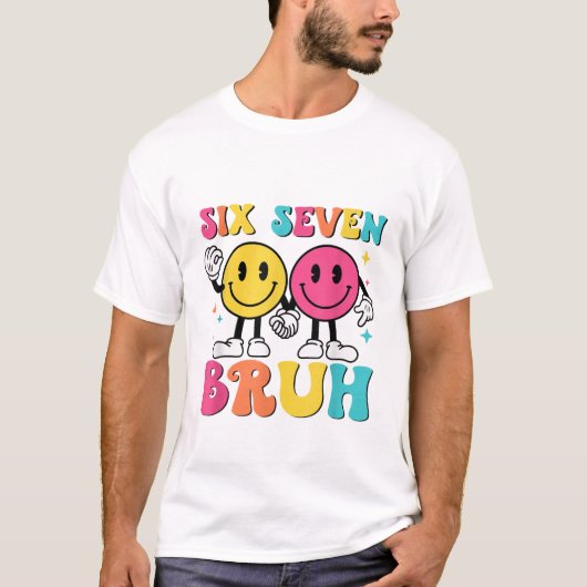 67 Meme Gen Alpha Jargon 6 7 Zes Zeven Bruh Grappi T-shirt (Voorkant)