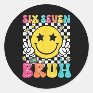 67 Meme Gen Alpha Slang 6 7 Zes Zeven Bruh Grappig Ronde Sticker