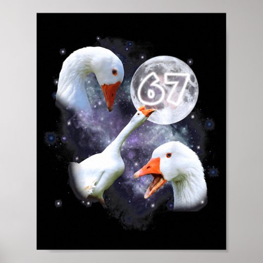 67 Meme Goose Howling At The Moon Funny Six Seven  Poster (Voorkant)