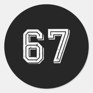 67 Meme Grappig 6 7 Mannen Vrouwen Kinderen Jeugd  Ronde Sticker