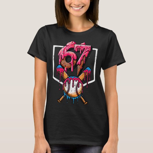 67 Meme Grappig 6 7 Mannen Vrouwen Kinderen Jeugd T-shirt (Voorkant)