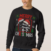 67 Meme Grappig Kerst Nice Stout Zes Zeven 6 7 Trui (Voorkant)