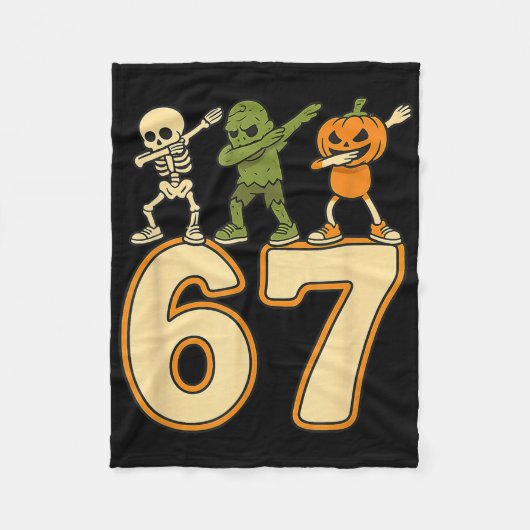 67 Meme Grappige Halloween-nummers Zes Zeven Manne Fleece Deken (Voorkant)