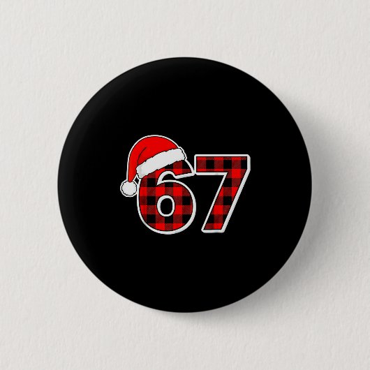 67 Meme Grappige Kerst Rode Geruite Xmas Pyjama Sl Ronde Button 5,7 Cm (Voorkant)