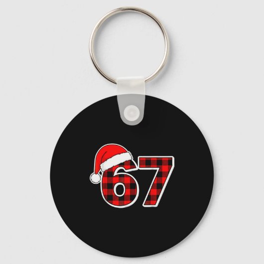 67 Meme Grappige Kerst Rood Geruit Kerstmis Pyjama Sleutelhanger (Voorkant)