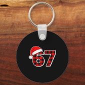 67 Meme Grappige Kerst Rood Geruit Kerstmis Pyjama Sleutelhanger (Voorkant)