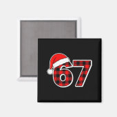 67 Meme Grappige Kerst Rood Geruit Xmas Pyjama Sla Magneet (Voorkant / Achterkant)