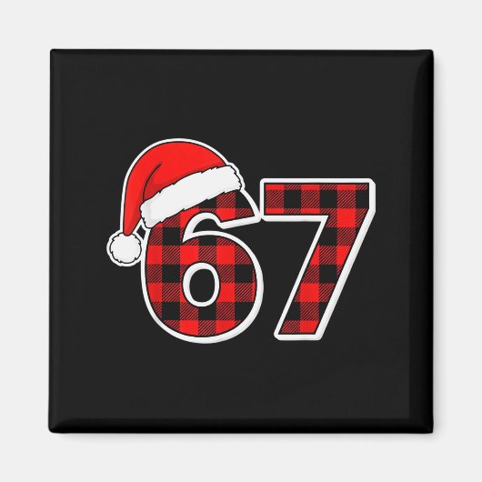 67 Meme Grappige Kerst Rood Geruit Xmas Pyjama Sla Magneet (Voorkant)