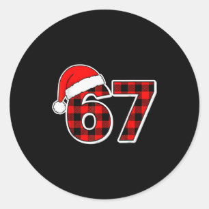 67 Meme Grappige Kerst Rood Geruit Xmas Pyjama Sla Ronde Sticker